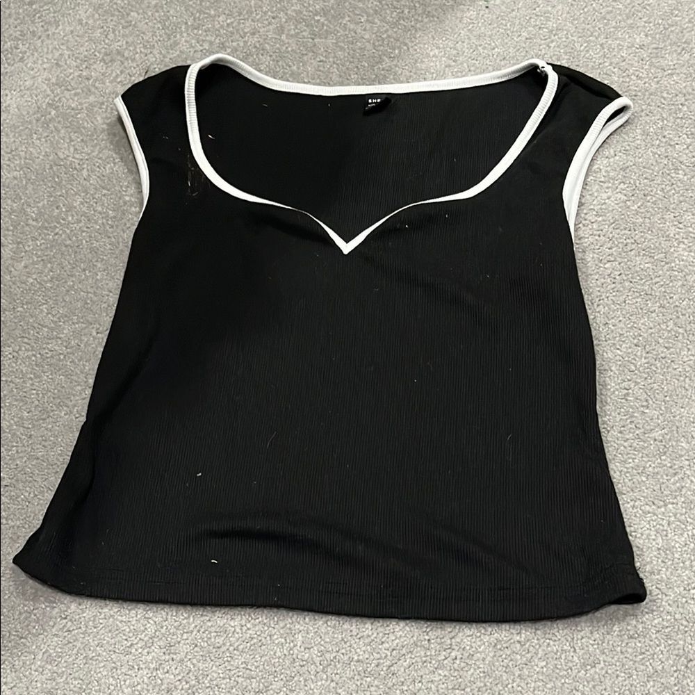 Black Women's Top with White Trim